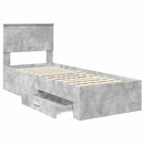 vidaXL Ágykeret fejtámlával Beton szürke és ezüst 70 x 190 cm Faanyag