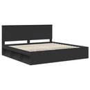 vidaXL Ágykeret fejtámlával Fekete 200 x 200 cm Tömör fenyőfa