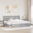 vidaXL Ágykeret fejtámlával Szürke Sonoma 200 x 200 cm Tömör fenyőfa