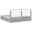 vidaXL Ágykeret fejtámlával Szürke Sonoma 200 x 200 cm Tömör fenyőfa