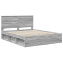 vidaXL Ágykeret fejtámlával Szürke Sonoma 160 x 200 cm Tömör fenyőfa