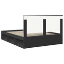 vidaXL Ágykeret fejtámlával Fekete 150 x 200 cm Tömör fenyőfa