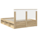 vidaXL Ágykeret fejtámlával Sonoma tölgy 150 x 200 cm Tömör fenyőfa