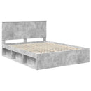vidaXL Ágykeret fejtámlával Beton Szürke 150 x 200 cm Tömör fenyőfa