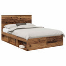 vidaXL Ágykeret fejtámlával Öreg fa 135 x 190 cm Tömör fenyőfa