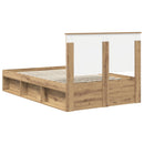 vidaXL Ágykeret fejtámlával Művészi tölgy 120 x 200 cm Tömör fenyőfa