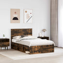 vidaXL Ágykeret fejtámlával Füstölt tölgy 120 x 190 cm Tömör fenyőfa