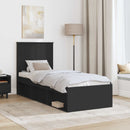 vidaXL Ágykeret fejtámlával Fekete 75 x 190 cm Tömör fenyőfa