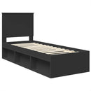 vidaXL Ágykeret fejtámlával Fekete 75 x 190 cm Tömör fenyőfa