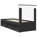 vidaXL Ágykeret fejtámlával Fekete 75 x 190 cm Tömör fenyőfa