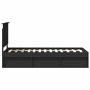 vidaXL Ágykeret fejtámlával Fekete 75 x 190 cm Tömör fenyőfa