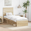 vidaXL Ágykeret fejtámlával Sonoma tölgy 75 x 190 cm Tömör fenyőfa