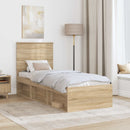 vidaXL Ágykeret fejtámlával Sonoma tölgy 75 x 190 cm Tömör fenyőfa