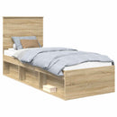 vidaXL Ágykeret fejtámlával Sonoma tölgy 75 x 190 cm Tömör fenyőfa