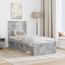 vidaXL Ágykeret fejtámlával Beton Szürke 75 x 190 cm Tömör fenyőfa