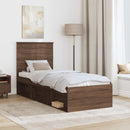vidaXL Ágykeret fejtámlával Barna Tölgy 75 x 190 cm Tömör fenyőfa