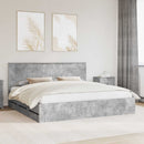 vidaXL Ágykeret fiókkal tárolóval Beton Szürke 200 x 200 cm Mérnöki Fa