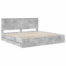 vidaXL Ágykeret fiókkal tárolóval Beton Szürke 200 x 200 cm Mérnöki Fa