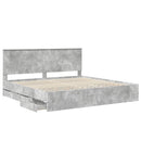 vidaXL Ágykeret fiókkal tárolóval Beton Szürke 200 x 200 cm Mérnöki Fa