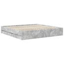 vidaXL Ágykeret fiókkal tárolóval Beton Szürke 200 x 200 cm Mérnöki Fa