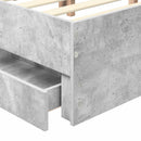 vidaXL Ágykeret fiókkal tárolóval Beton Szürke 135 x 190 cm Mérnöki Fa
