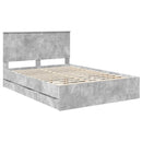 vidaXL Ágykeret fiókkal tárolóval Beton Szürke 135 x 190 cm Mérnöki Fa