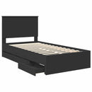 vidaXL Ágykeret fiókkal fejtámlával Fekete 100 x 200 cm Mérnöki Fa