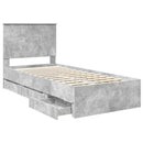 vidaXL Ágykeret fiókkal tárolóval Beton Szürke 90 x 200 cm Mérnöki Fa