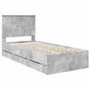 vidaXL Ágykeret fiókkal tárolóval Beton Szürke 90 x 190 cm Mérnöki Fa