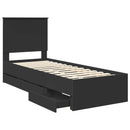 vidaXL Ágykeret fiókkal fejtámlával Fekete 75 x 190 cm Mérnöki Fa