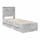 vidaXL Ágykeret fiókkal tárolóval Beton Szürke 75 x 190 cm Mérnöki Fa