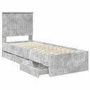 vidaXL Ágykeret fiókkal tárolóval Beton Szürke 75 x 190 cm Mérnöki Fa