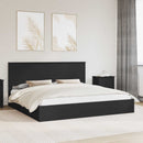 vidaXL Tárolós Ágy fejtámlával fiókkal Fekete 200 x 200 cm Faanyag