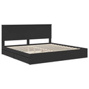 vidaXL Tárolós Ágy fejtámlával fiókkal Fekete 200 x 200 cm Faanyag