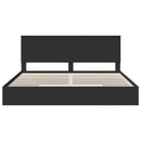 vidaXL Tárolós Ágy fejtámlával fiókkal Fekete 200 x 200 cm Faanyag
