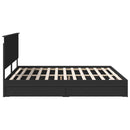 vidaXL Tárolós Ágy fejtámlával fiókkal Fekete 200 x 200 cm Faanyag