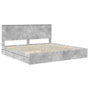 vidaXL Tárolós Ágy fejtámlával Beton Szürke 200 x 200 cm Faanyag