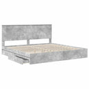 vidaXL Tárolós Ágy fejtámlával Beton Szürke 200 x 200 cm Faanyag