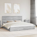 vidaXL Tárolós Ágy fejtámlával Szürke Sonoma 200 x 200 cm Faanyag