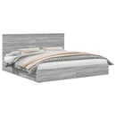 vidaXL Tárolós Ágy fejtámlával Szürke Sonoma 200 x 200 cm Faanyag