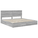 vidaXL Tárolós Ágy fejtámlával Szürke Sonoma 200 x 200 cm Faanyag