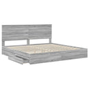 vidaXL Tárolós Ágy fejtámlával Szürke Sonoma 200 x 200 cm Faanyag
