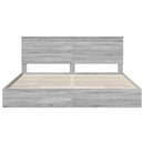 vidaXL Tárolós Ágy fejtámlával Szürke Sonoma 200 x 200 cm Faanyag