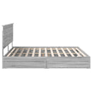 vidaXL Tárolós Ágy fejtámlával Szürke Sonoma 200 x 200 cm Faanyag