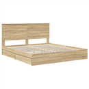 vidaXL Tárolós Ágy fejtámlával Sonoma tölgy 180 x 200 cm Faanyag