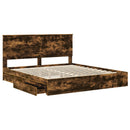 vidaXL Tárolós Ágy fejtámlával Füstölt tölgy 180 x 200 cm Faanyag