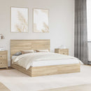 vidaXL Tárolós Ágy fejtámlával Sonoma tölgy 160 x 200 cm Faanyag