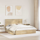 vidaXL Tárolós Ágy fejtámlával Sonoma tölgy 160 x 200 cm Faanyag