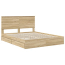 vidaXL Tárolós Ágy fejtámlával Sonoma tölgy 160 x 200 cm Faanyag