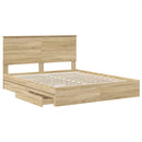 vidaXL Tárolós Ágy fejtámlával Sonoma tölgy 160 x 200 cm Faanyag